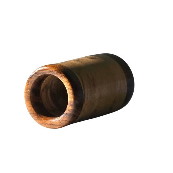 Handmade Toothpick Holder of Marquetry Pieced and Turned Wood - Picture 5 of 9